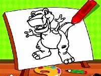 Easy kids coloring dinosaur