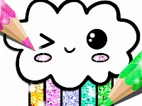 Kawaii coloring book glitter